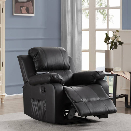 32.5 Wide Faux Leather Power Glider Recliner With Massager