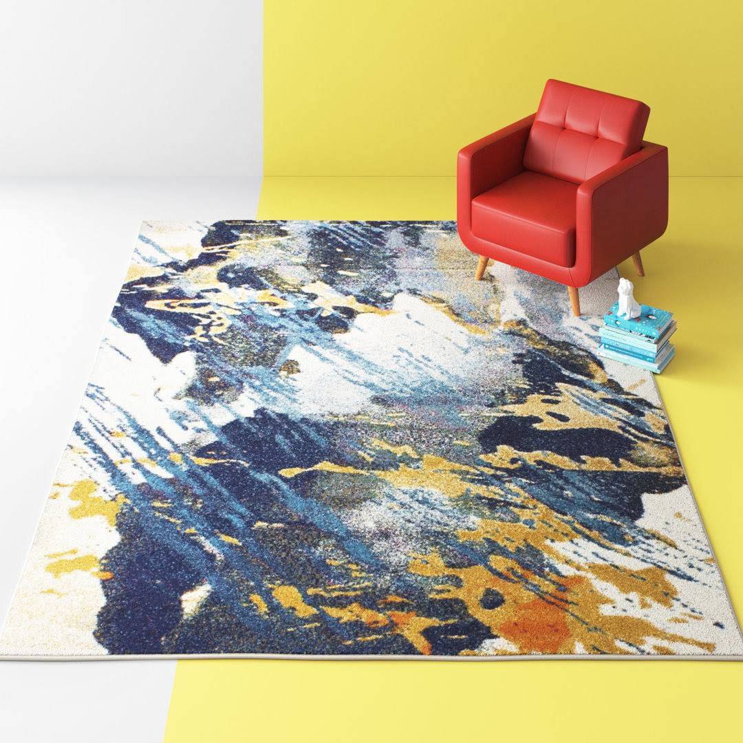 Abstract Blue Area Rug Hashtag Home Rug