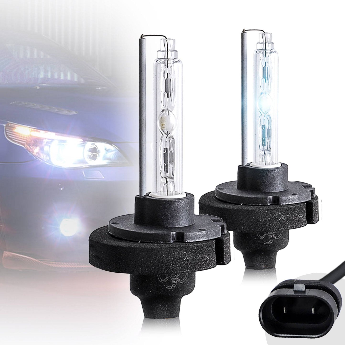 2pcs D2h/H7 Xenon Bulbs Conversion Hid Kit With Ballast 12v 55w 6000k