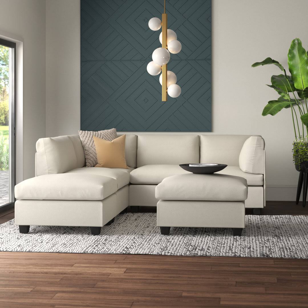 93 Wide Modular Corner Sectional With Ottoman  Fabric