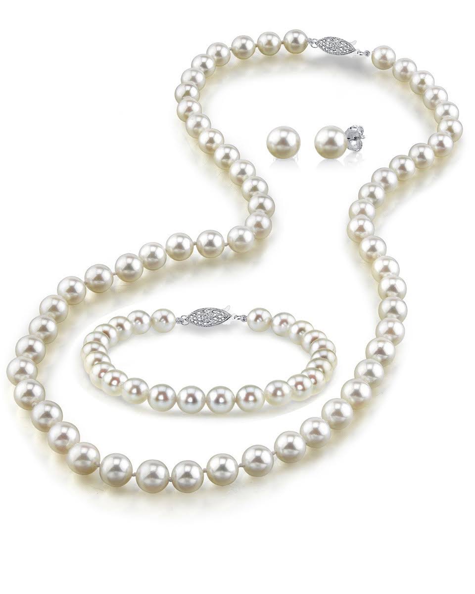 Akoya White Pearl Sets In Aaa Quality