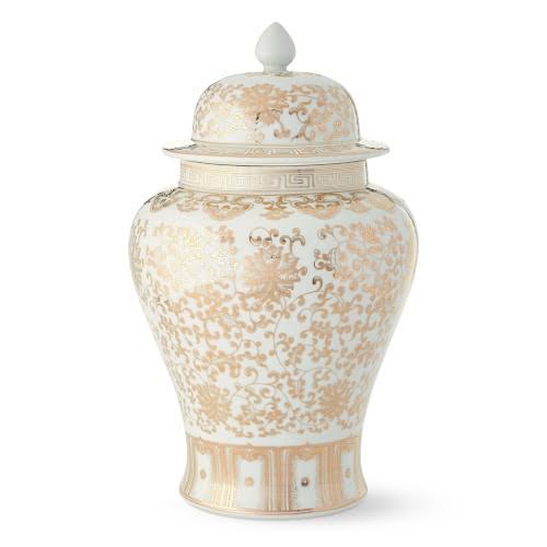 White And Gold Large Ginger Jar