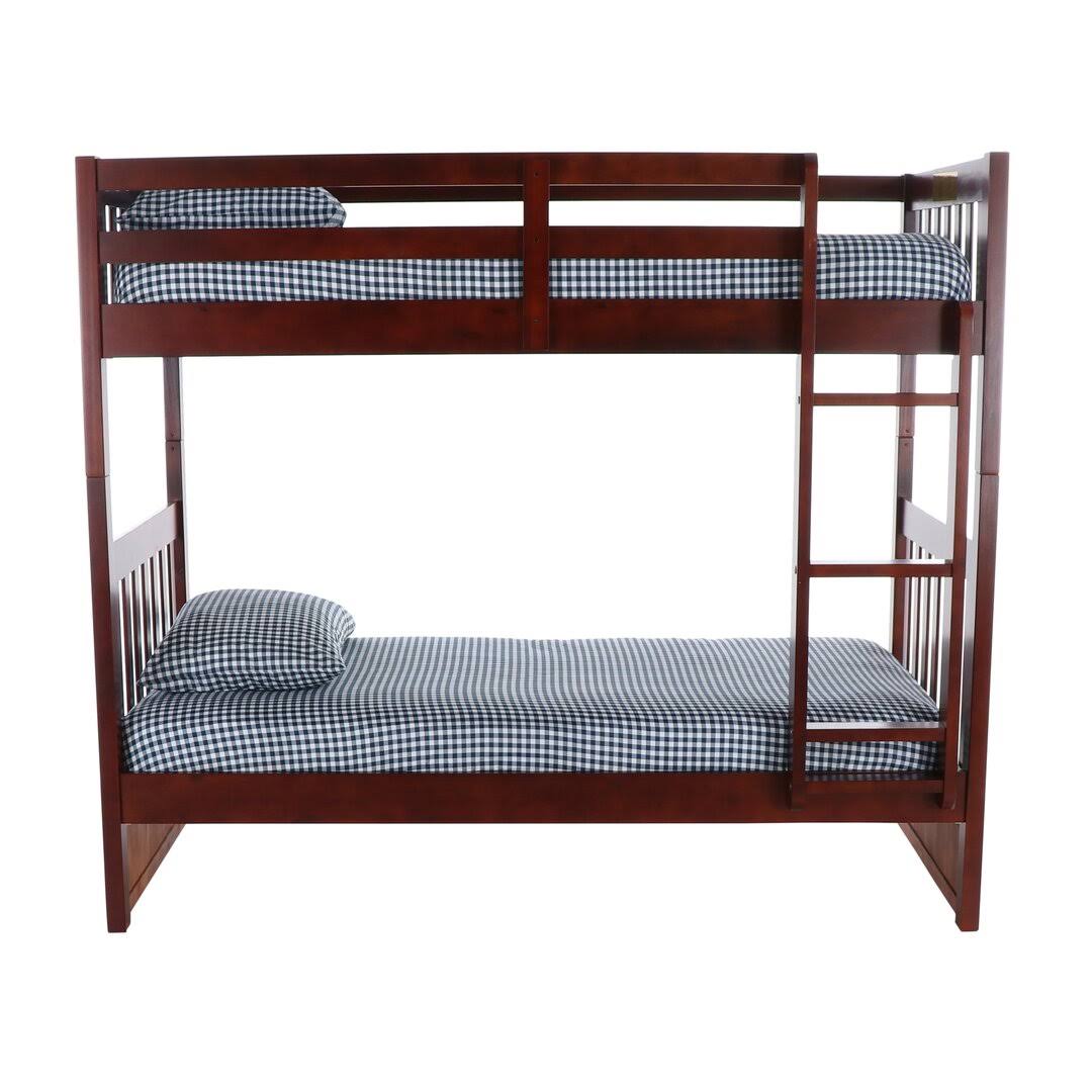 Twin Over Twin Solid Wood Standard Bunk Bed  Bed Frame