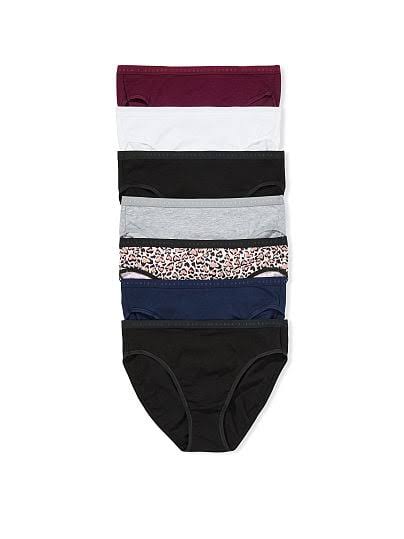 7-Pack Stretch Cotton High Leg Brief Panties, Multicolored, L - Womens - Victorias Secret