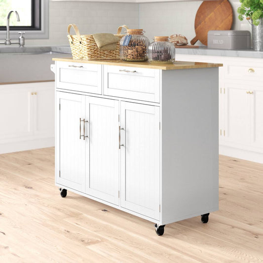 47.64 Kitchen Island With Locking Wheels  Base Finish