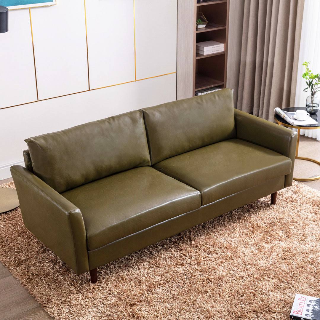 81 Faux Leather Flared Arm Removable Cushion Sofa  Leather Type