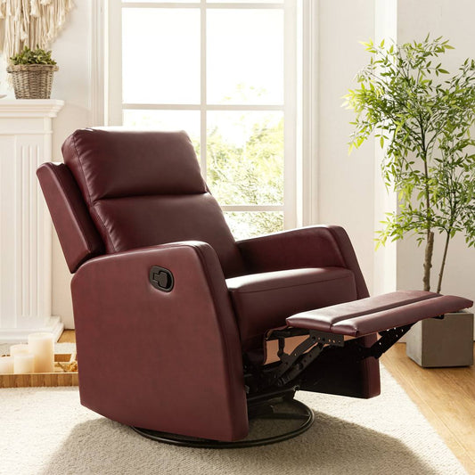 Swivel Rocker Recliner With Metal Base Latitude Run Leather Type