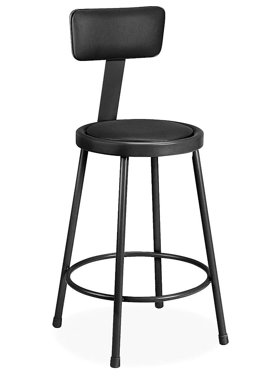 Stool With Backrest - Padded, Black -  - H-4829bl