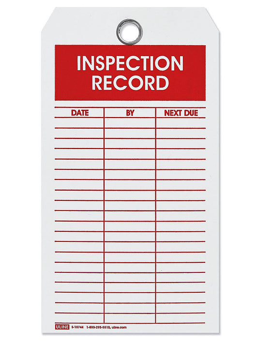 Tags - Inspection Record, White -  - Pack Of 25 - S-10744