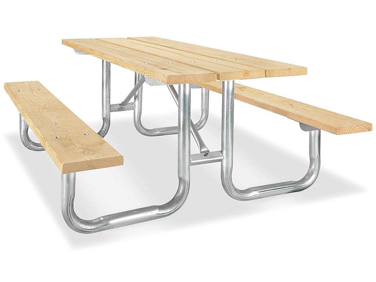 Wood Steel Frame Pressure-Treated Picnic Table