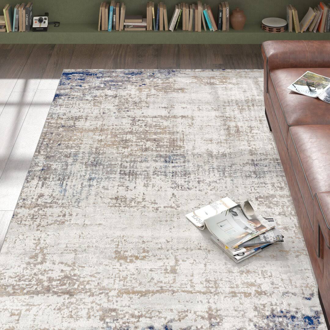 Abstract Ivory Area Rug  Rug