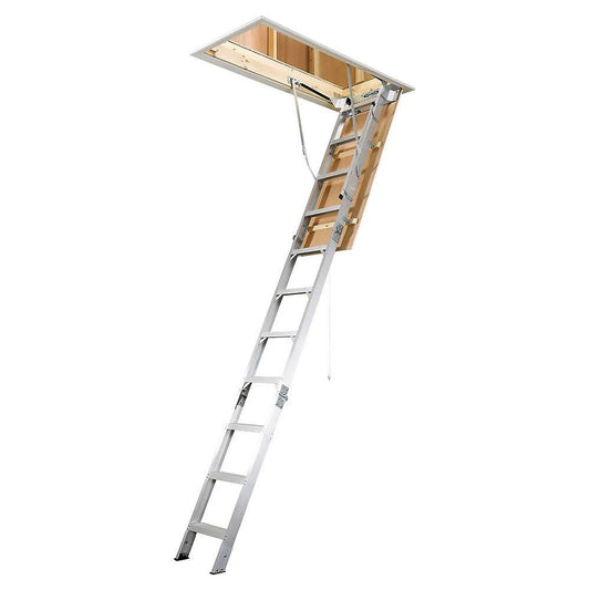 8 Ft. 10 Ft. 22.5 In. X 54 In. Aluminum Attic Ladder With 375 Lb. Maximum Load Capacity Ah2210b