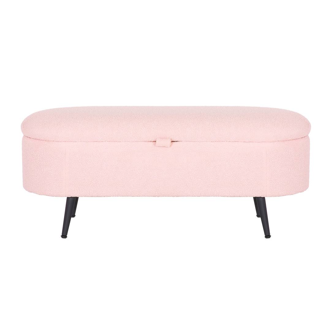 Teddy Fabric Storage Ottoman With Steel Legs  Fabric