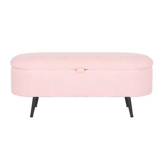 Teddy Fabric Storage Ottoman With Steel Legs  Fabric