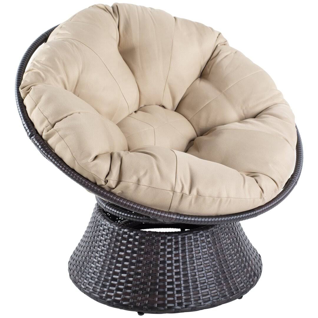 37 W Polyester Swivel Papasan Chair  Resin/Frame