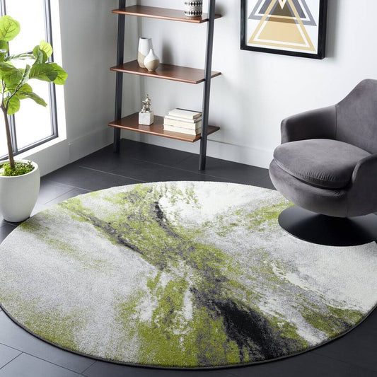 Abstract Gray/Green Area Rug  Rug