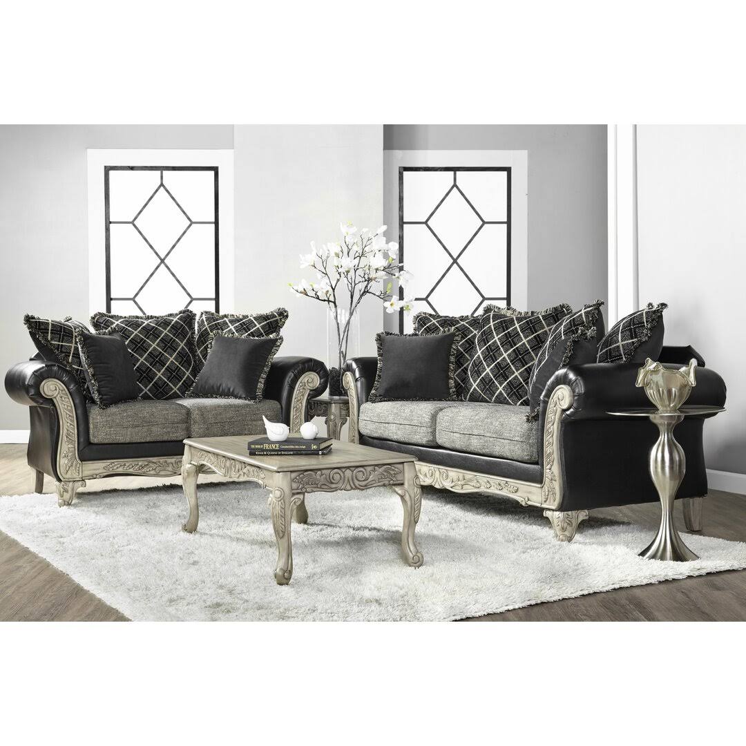 5 Piece Living Room Set Rosdorf Park Upholstery Color: Ebony