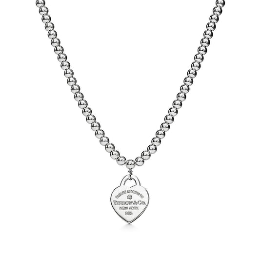 To Tiffany Heart Tag Bead Necklace In Silver With A Diamond