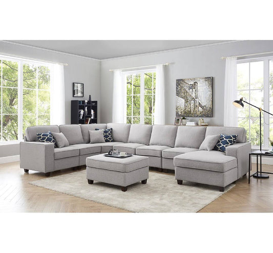 149.5 Wide Left Hand Facing Modular Corner Sectional With Ottoman  Fabric