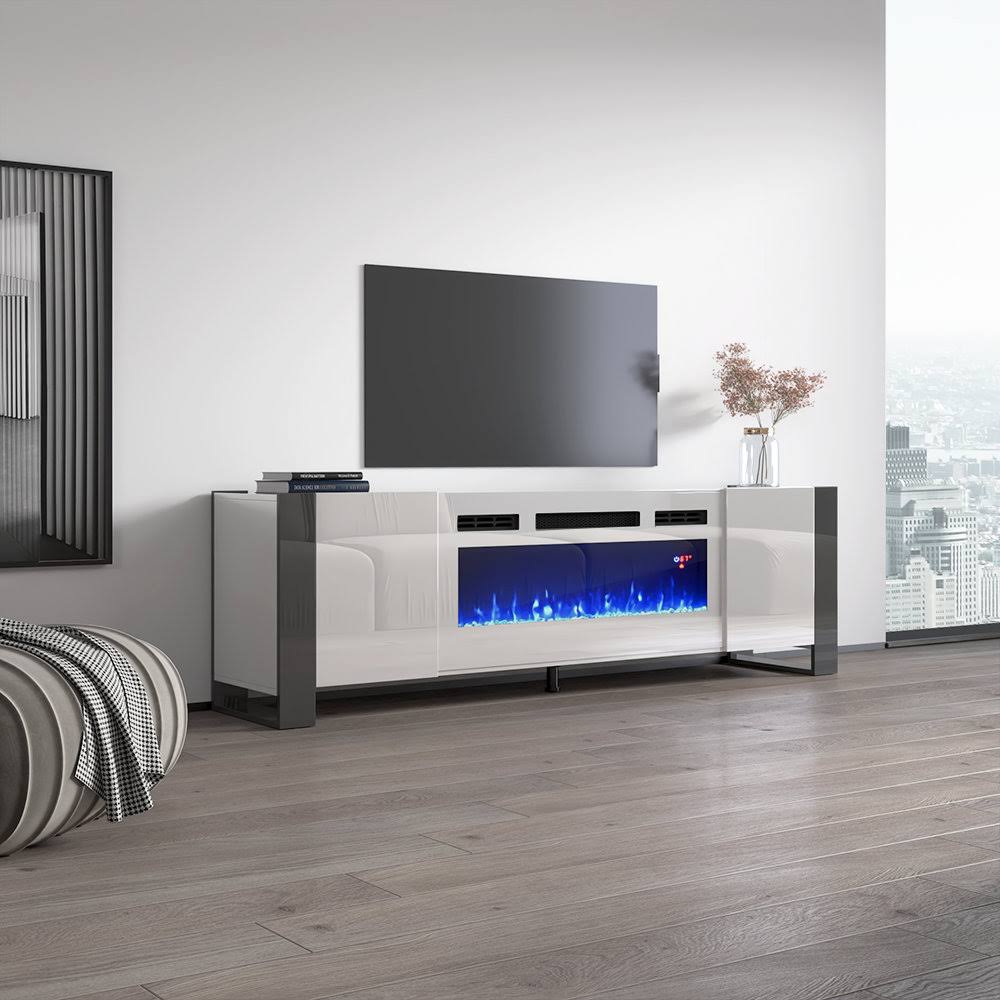 Tv Stand For Tvs Up To 85 With Electric Fireplace Included Orren Ellis