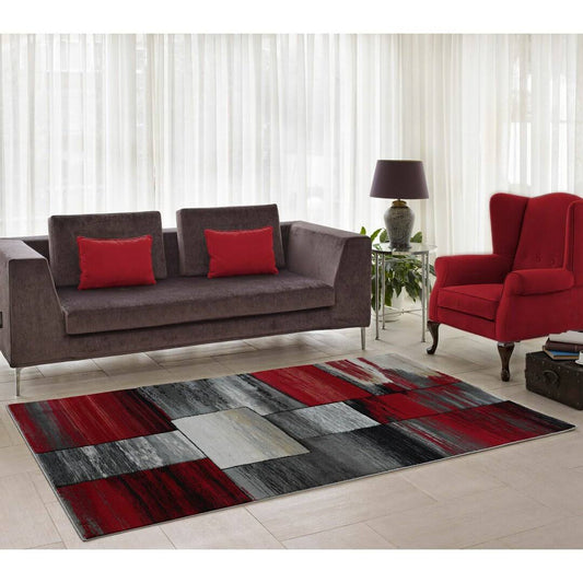 Abstract Red/Gray Area Rug Orren Ellis Rug Size: Rectangle 4 X 55