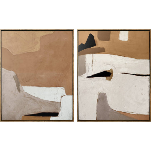 24 X 30 Earth Abstract Framed Canvases Brown