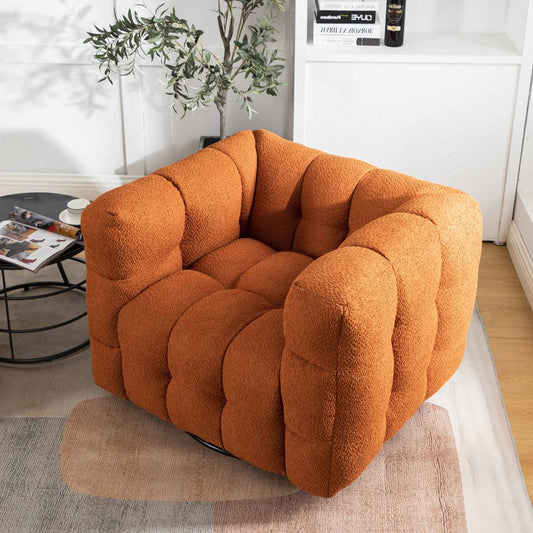 38 Wide Tufted Polyester Swivel Armchair  Fabric