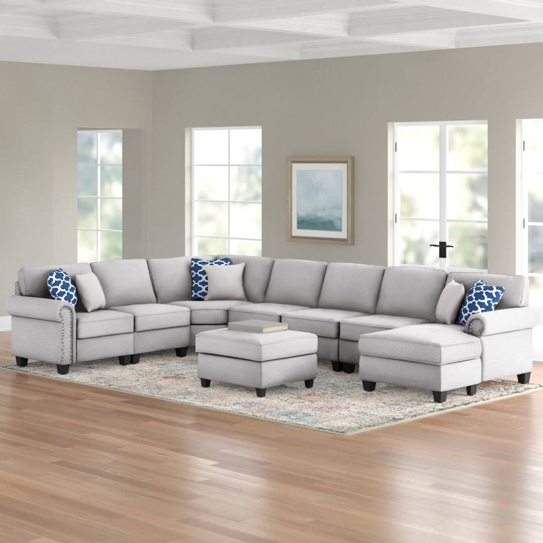 149.8 Wide Left Hand Facing Modular Corner Sectional With Ottoman  Fabric Style