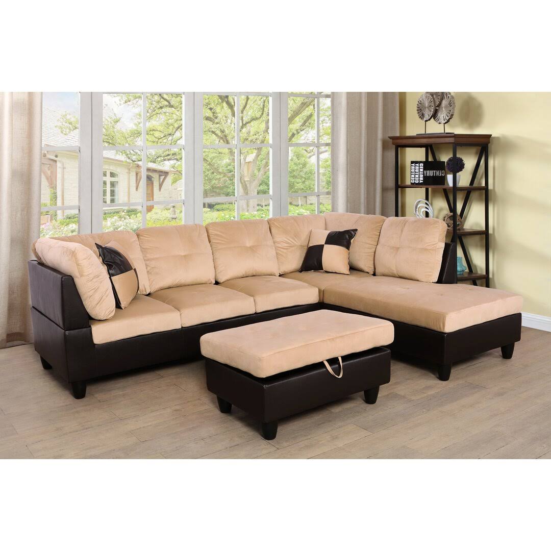 103.5 Wide Microfiber/Microsuede Sofa & Chaise With Ottoman  Orientation