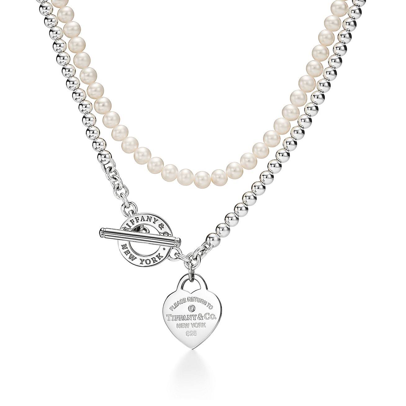 To Tiffany Wrap Necklace In Silver With Pearls And A Diamond