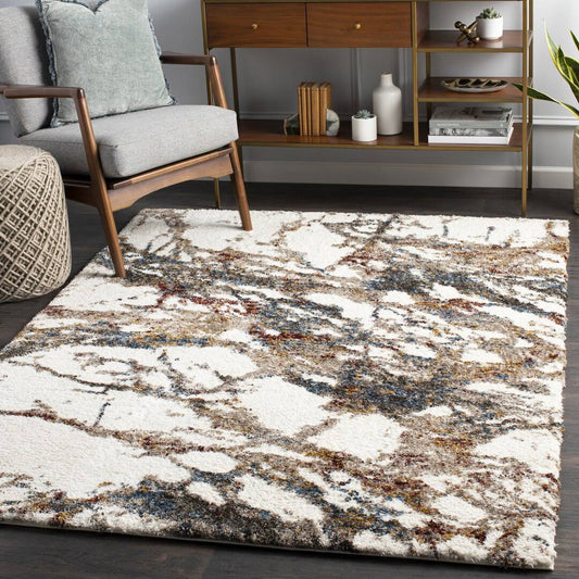 Abstract Cream Area Rug  Rug