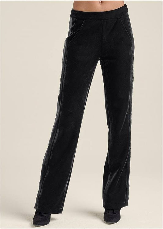 Velvet Satin Wide-Leg Pants