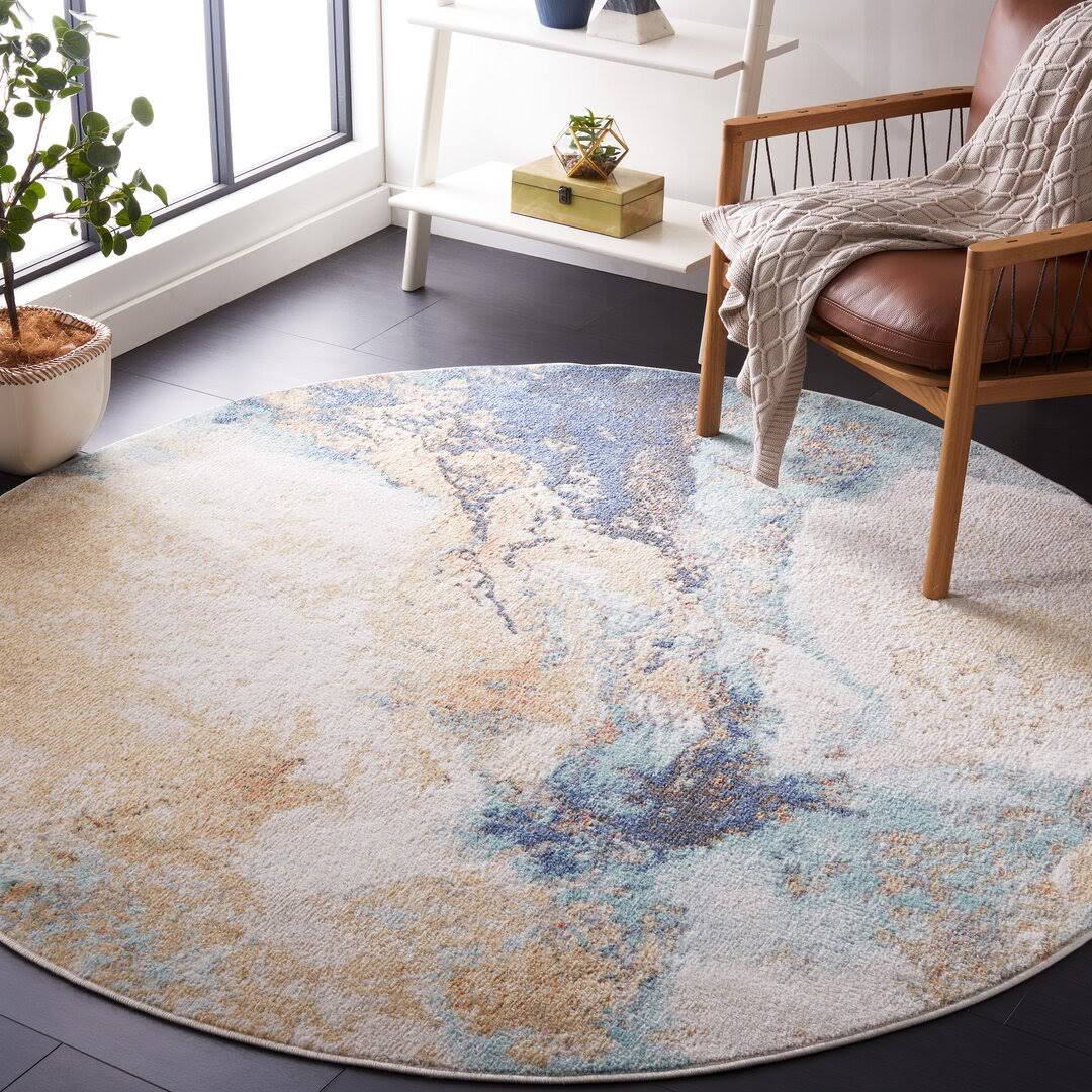 Abstract Blue/Beige Area Rug Orren Ellis Rug