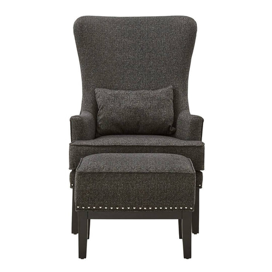 77.47cm Wide Linen Wingback Chair And Ottoman  Body Fabric