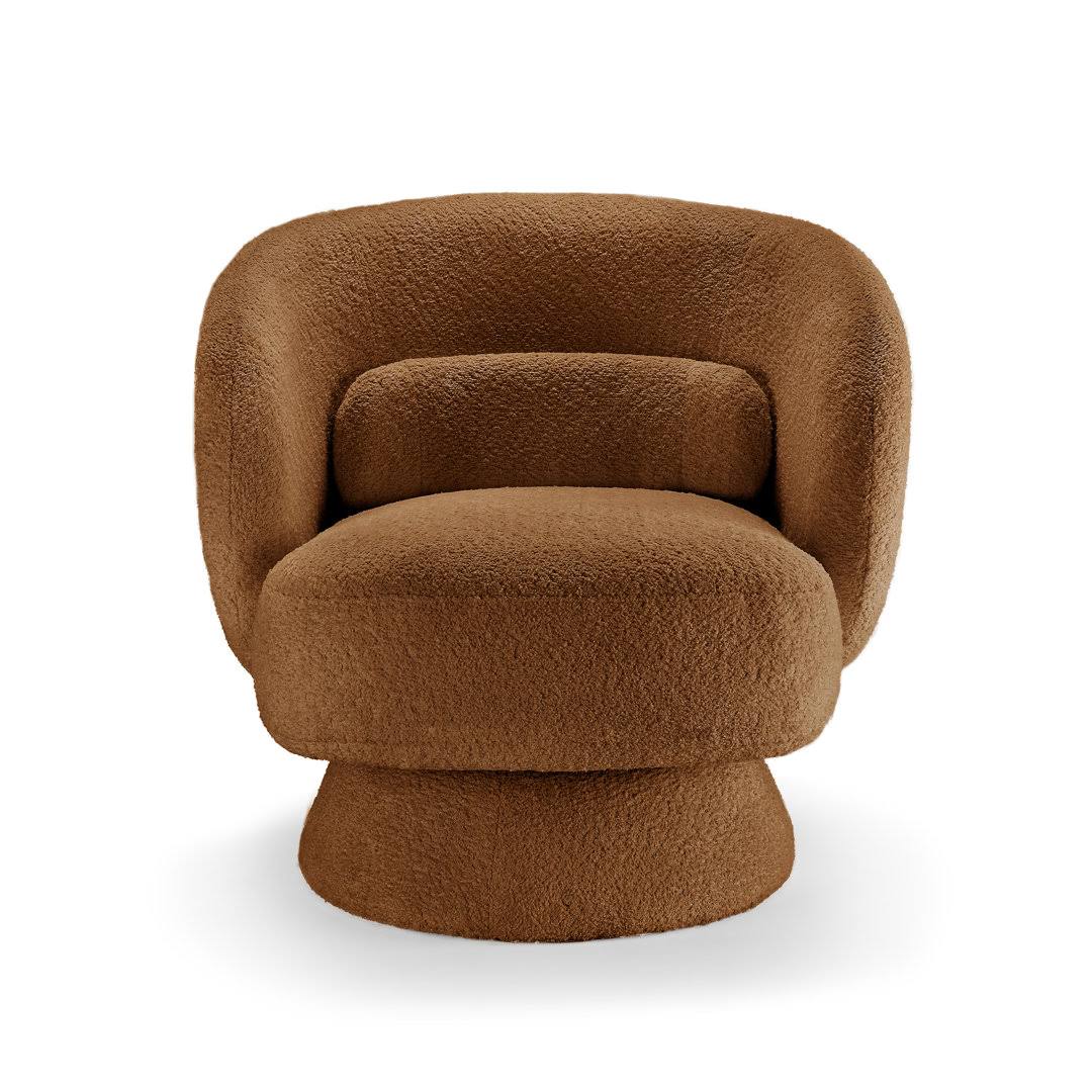 Wool Swivel Accent Chair Sherpa Wool Surfece Barrel Chair Orren Ellis Fabric