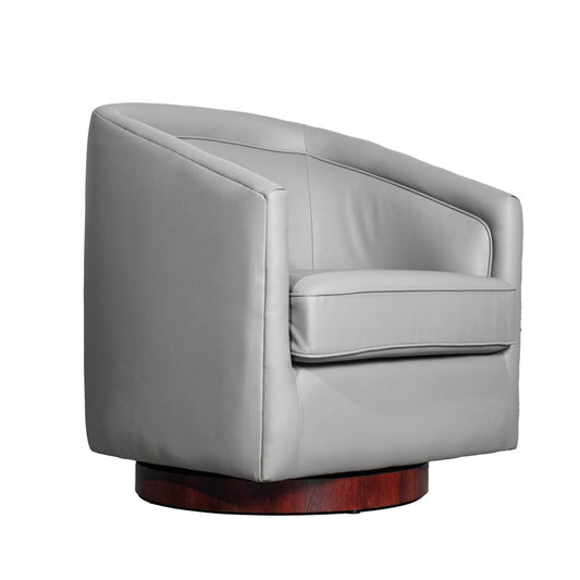 Traditional Club Style Upholstered Accent Chair With 360° Swivel Metal Base  Leg