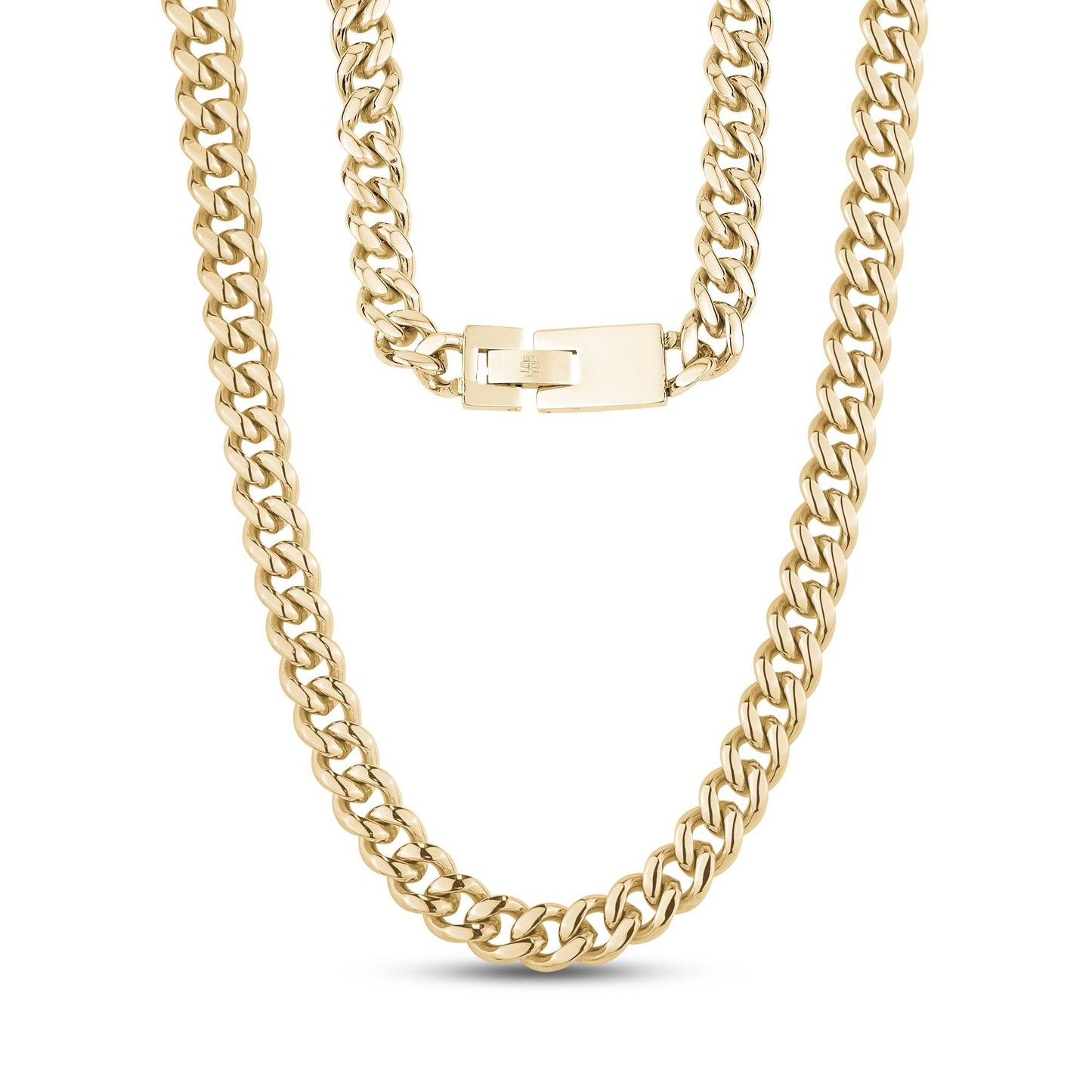 8mm Steel Engravable Cuban Link Gold Chain With Initials