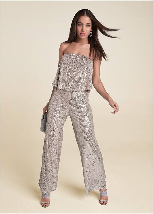 Strapless Sequin Jumpsuit